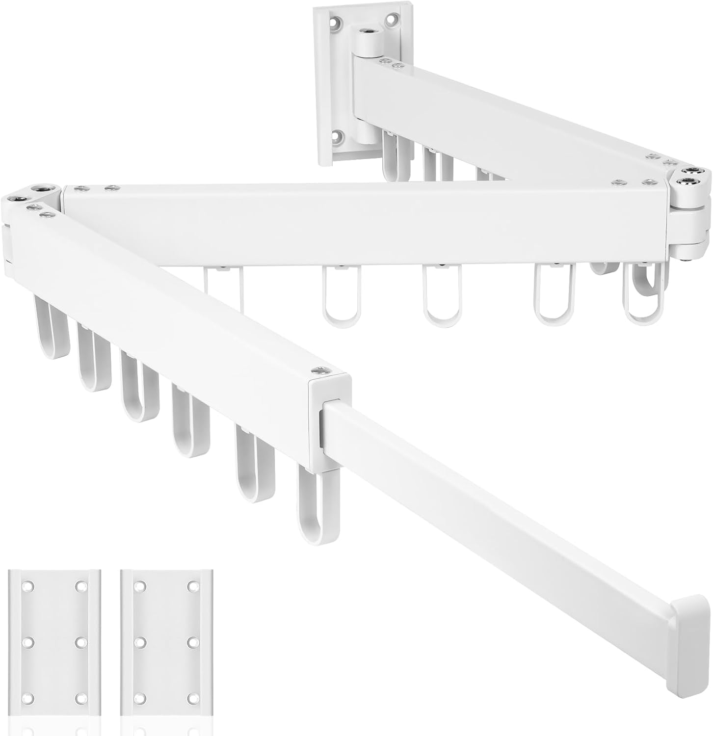 Collapsible Drying Rack with 2 Pack Fixed Frame, Foldable Laundry Rack in Tri-Fold for Balcony,Laundry,Porch (White)