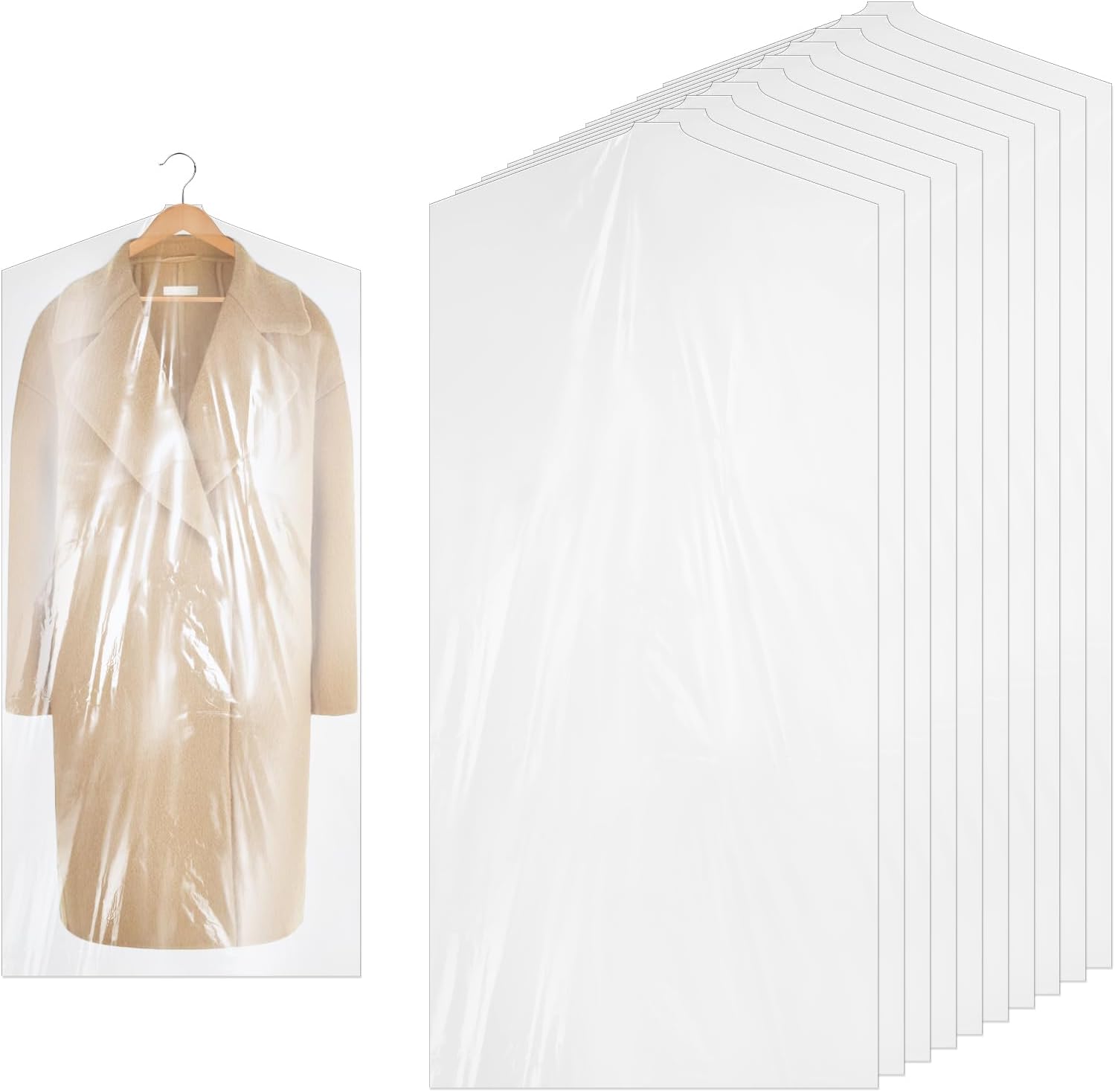 10 Pcs Garment Bags 60 x 120 cm Plastic Garment Bags Dry Cleaner Bags Plastic Clear Garment Bags For Hanging Clothes Garment Covers for Dry Cleanerhome Storage Travel